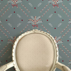 Berries & Bows Blue Wallpaper