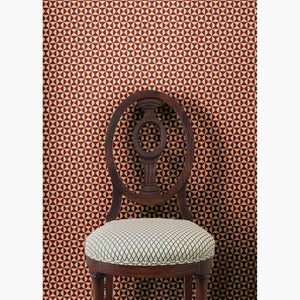 Broken Dishes Traditional Red Wallpaper