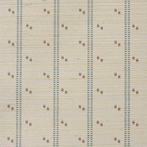 Cross Stitch Indigo Plum Grasscloth Wallpaper