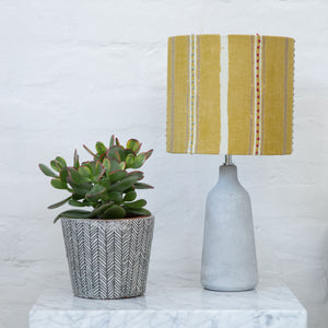 Dabu Stripe Mustard Green Embroidered Fabric