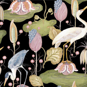 Fancy Flock Black Multi Wallpaper