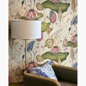 Fancy Flock Grasscloth Wallpaper