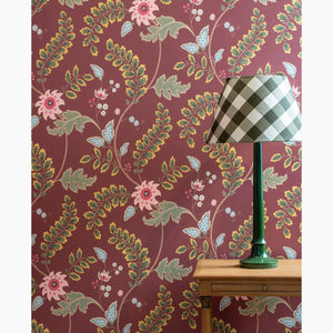 Floral Trail Raspberry Wallpaper