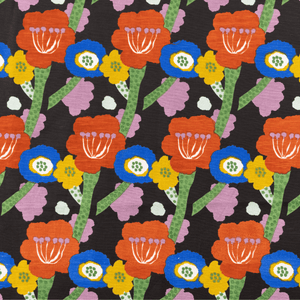 Flower Fields Black Fabric