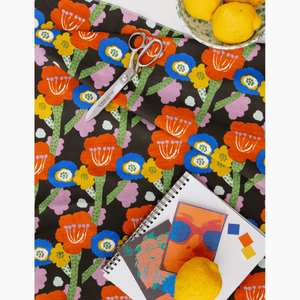 Flower Fields Black Fabric
