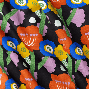 Flower Fields Black Fabric