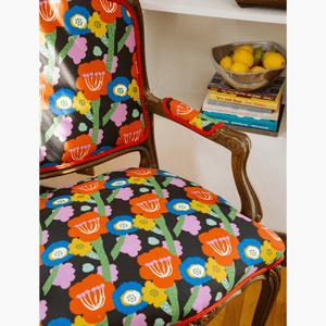 Flower Fields Black Fabric