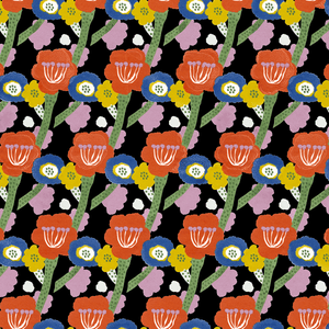 Flower Fields Black Wallpaper