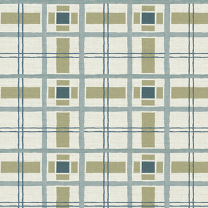 Hannah's Plaid Bluebird Grasscloth Wallpaper