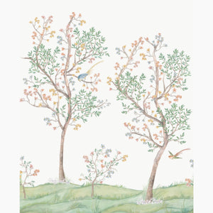 Hillside Multicolor Grasscloth Mural Wallpaper