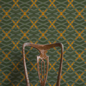 Japanese Trellis Green & Yellow Wallpaper
