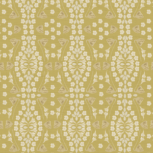 Kaleidoscope Garden Relief Ochre Grasscloth Wallpaper