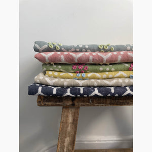 Kali Blue Grey Embroidered Fabric