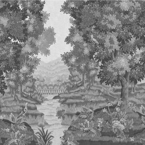 Left Bank Grayscale Grasscloth Mural Wallpaper