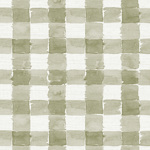 Mom's Plaid Sage Grasscloth Wallpaper