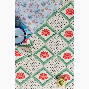 Peony Cream & Red Fabric