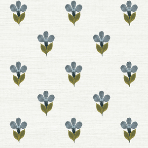 Pressed Petunia Bluebird Grasscloth Wallpaper