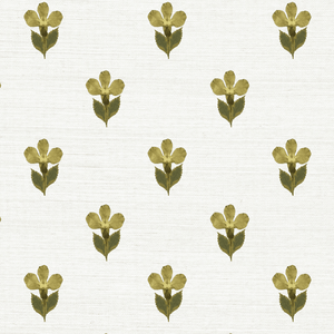 Pressed Petunia Ochre Grasscloth Wallpaper