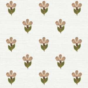 Pressed Petunia Rouge Grasscloth Wallpaper