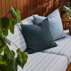 Shaker Plaid Sky Outdoor Fabric