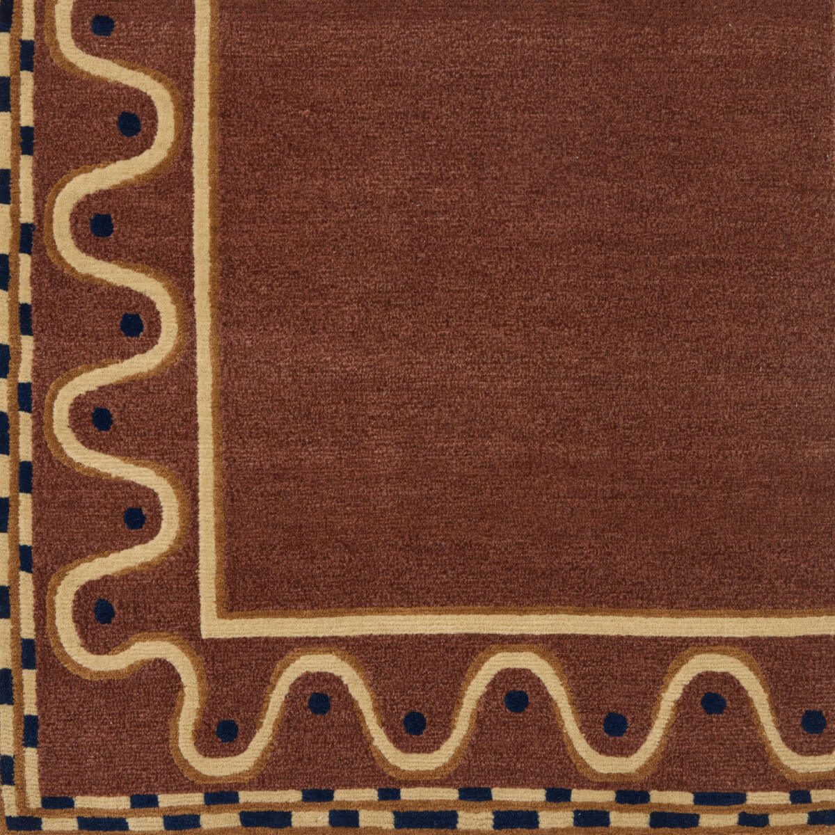 Squiggle Border Mulberry Rug