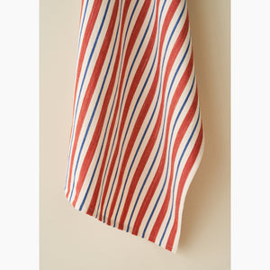 Three Stripe Terracotta & Blue Fabric