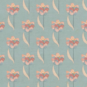 Tulips Dreamy Blue Fabric