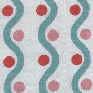 Wiggle Teal & Coral Fabric