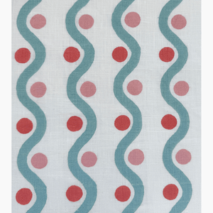 Wiggle Teal & Coral Fabric