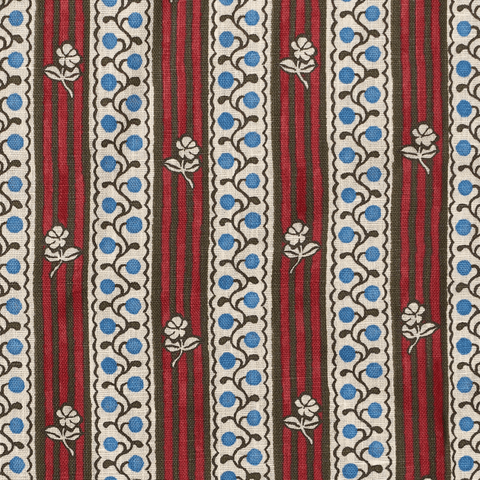 Woodland Rose Carmine and Lapis Fabric