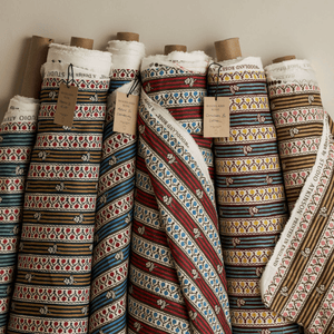 Woodland Rose Azure and Cranberry Fabric