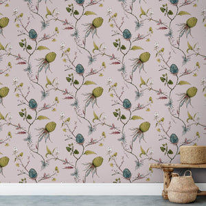 Artichoke Vine Mauve Wallpaper