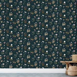 Botanical Dirty Teal Wallpaper