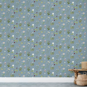 Botanical French Blue Wallpaper