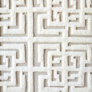 Centre Squares White Rug