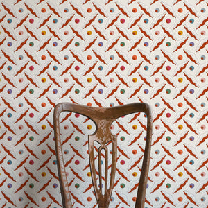 Chintamani Trellis Rusty Orange Wallpaper