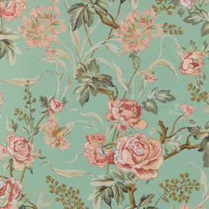 T36426 RIBBON FLORAL Wallpaper Raspberry and Teal from the Thibaut Indienne  collection