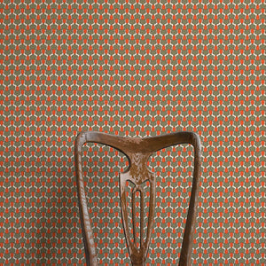 Happy People Sage Green & Orange Wallpaper