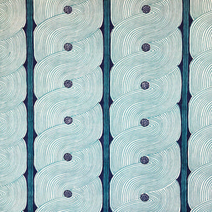 Harper Turquoise on White Linen Fabric