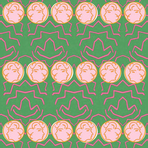 Having A Chat Green & Pink Wallpaper