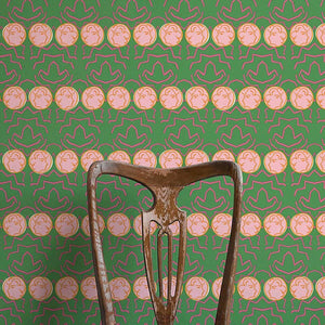 Having A Chat Green & Pink Wallpaper