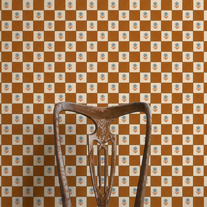 Indian Checks Caramel Wallpaper