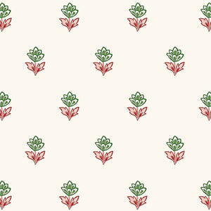 Indian Tulips Pink & Green Wallpaper