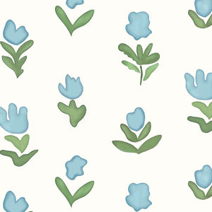 Little Wild Tulips Light Blue Wallpaper