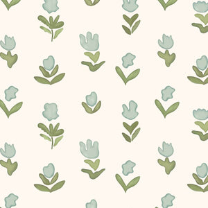 Little Wild Tulips Misty Green Fabric