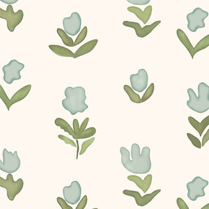 Little Wild Tulips Misty Green Wallpaper