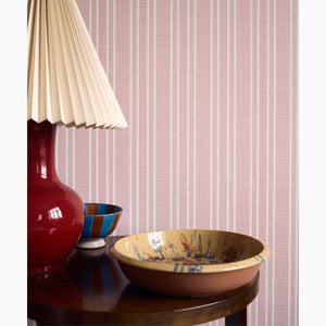 Needlepoint Stripe Rouge Wallpaper