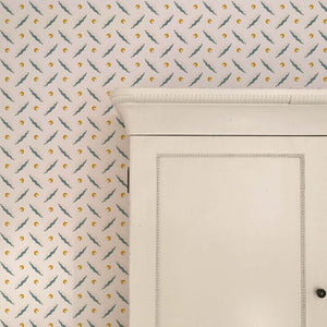 Chintamani Trellis Mustard & Blue Wallpaper