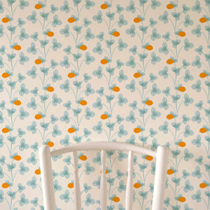 Chintz Constance Light Blue & Marigold Wallpaper
