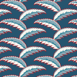Persian Palm Blue & Red Wallpaper
